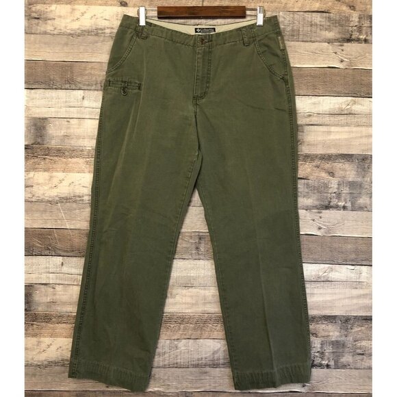 Columbia Chino Pants Womens Sz 10 Army Green Mid Rise - Picture 1 of 11